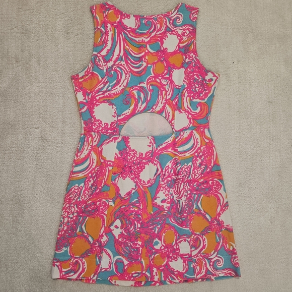 Preloved Lilly Pulitzer Pink Colorful Shift Mini Dress Size L Preppy Summer - Picture 6 of 9